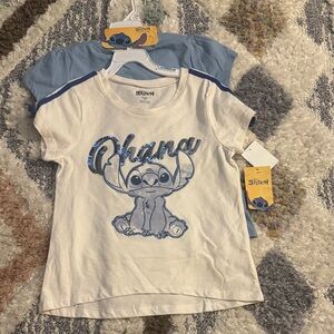 Disney Stitch Kids 2 Pack T-Shirt - White with Blue Accents